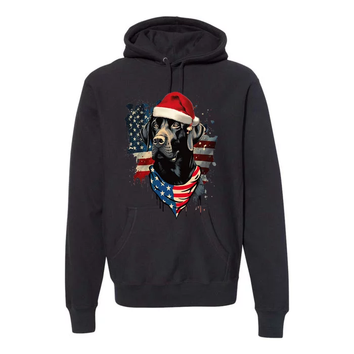 Black Lab Labrador Vintage Santa Christmas Pajama Dog Xmas Premium Hoodie