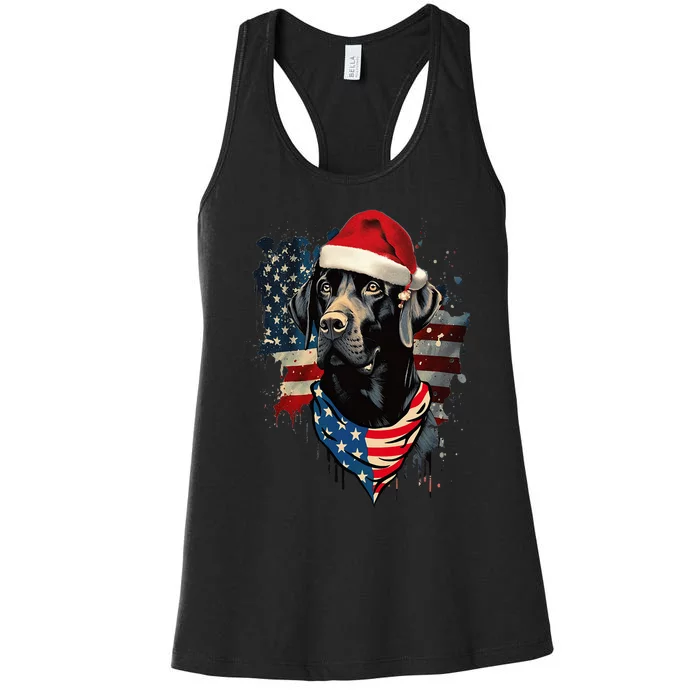 Black Lab Labrador Vintage Santa Christmas Pajama Dog Xmas Women's Racerback Tank