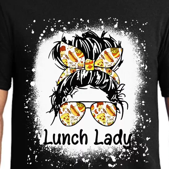 Bleached Lunch Lady Messy Hair Woman Bun Lunch Lady Life Pajama Set