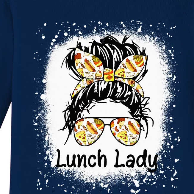 Bleached Lunch Lady Messy Hair Woman Bun Lunch Lady Life Baby Long Sleeve Bodysuit