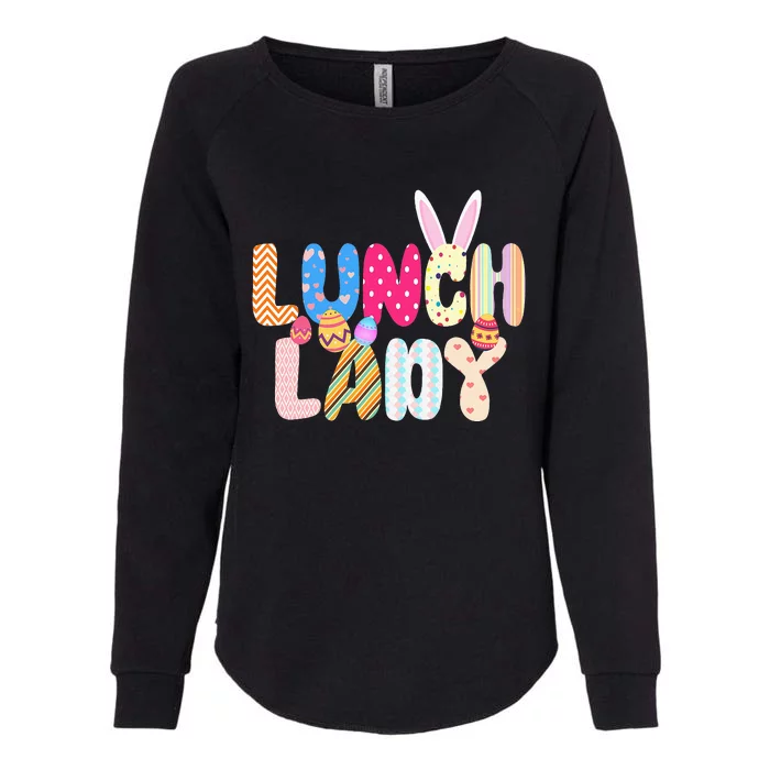 Bunny Lunch Lady Funny Egg Easter Day Floral Gifts Womens California Wash Sweatshirt