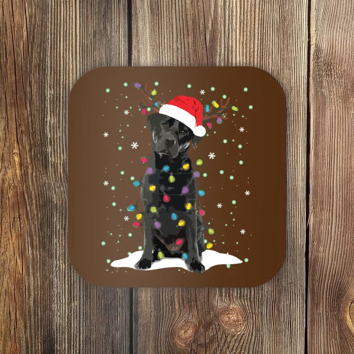 Black Lab Labrador Christmas Tree Light Pajama Dog Xmas Coaster