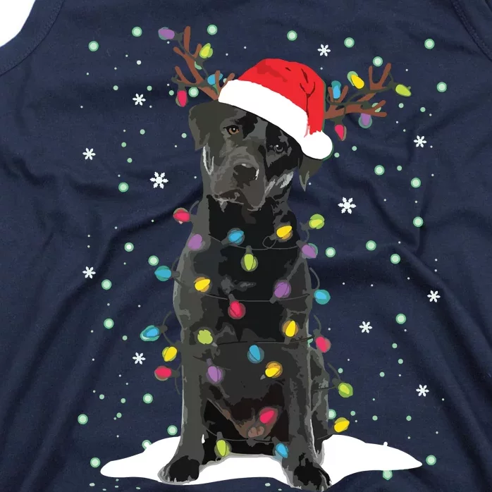 Black Lab Labrador Christmas Tree Light Pajama Dog Xmas Tank Top