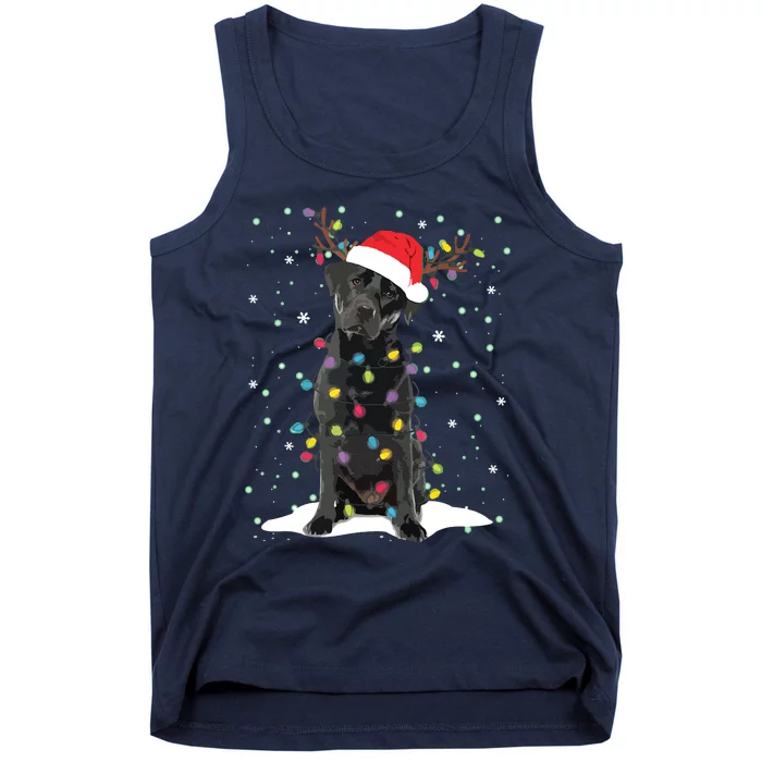 Black Lab Labrador Christmas Tree Light Pajama Dog Xmas Tank Top