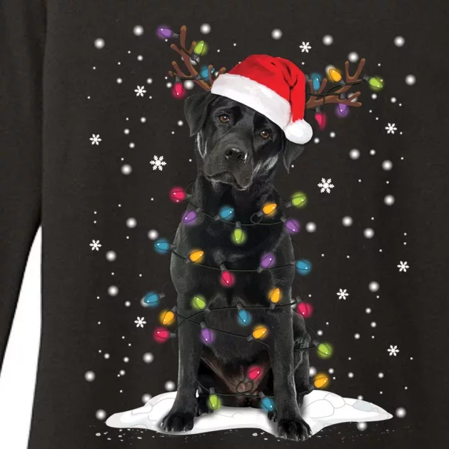 Black Lab Labrador Christmas Tree Light Pajama Dog Xmas Gift Womens CVC Long Sleeve Shirt