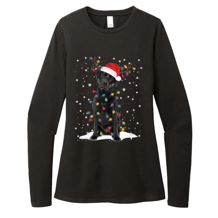 Black Lab Labrador Christmas Tree Light Pajama Dog Xmas Gift Womens CVC Long Sleeve Shirt