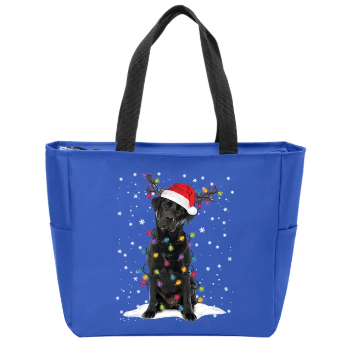 Black Lab Labrador Christmas Tree Light Pajama Dog Xmas Gift Zip Tote Bag