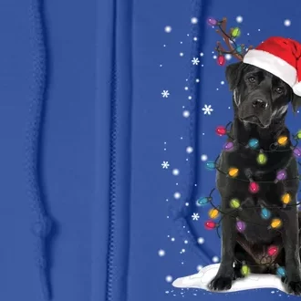 Black Lab Labrador Christmas Tree Light Pajama Dog Xmas Gift Full Zip Hoodie