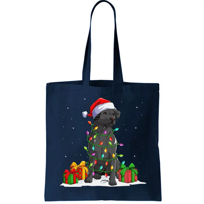 Black Lab Labrador Christmas Lights Pajama Dog Lover Xmas Tote Bag