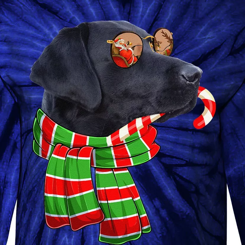 Black Lab Labrador Dog Owners Christmas Xmas Holiday Party Tie-Dye Long Sleeve Shirt