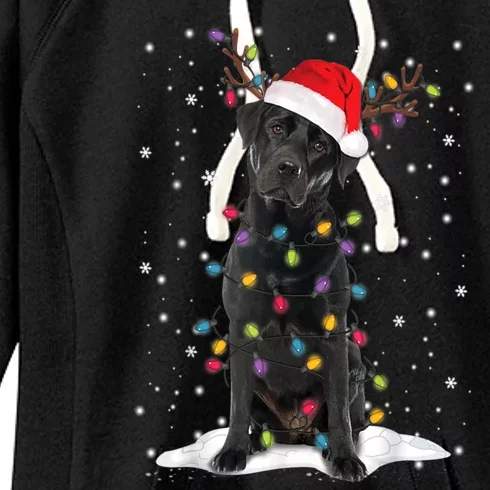 Black Lab Labrador Christmas Tree Light Pajama Dog Xmas Gift Women's Fleece Hoodie