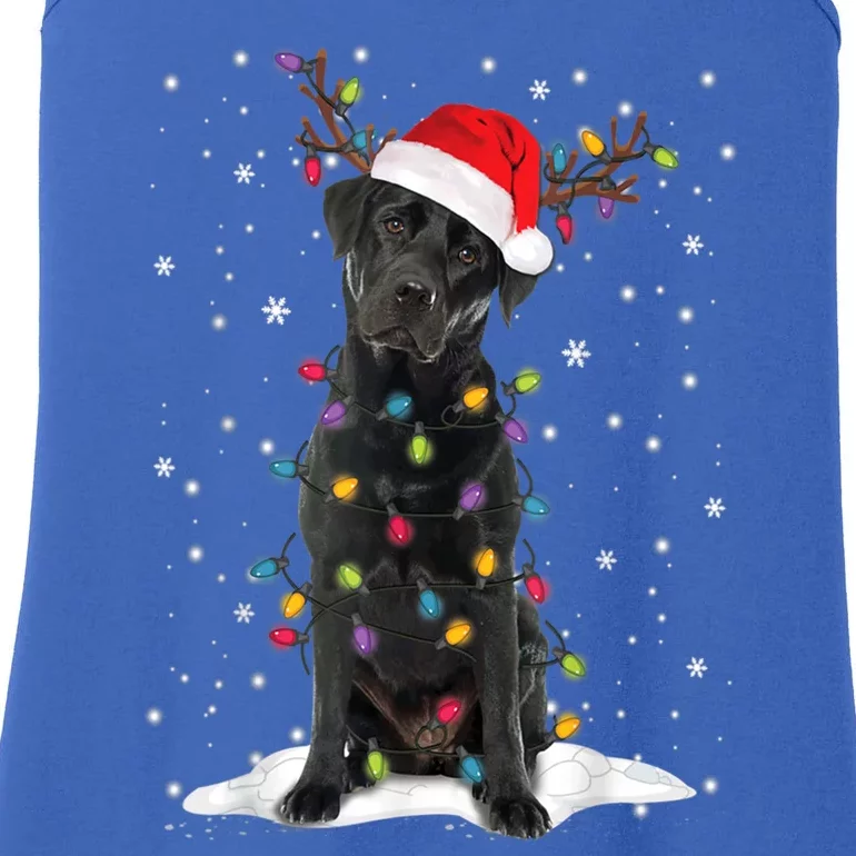 Black Lab Labrador Christmas Tree Light Pajama Dog Xmas Gift Ladies Essential Tank