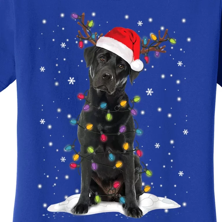 Black Lab Labrador Christmas Tree Light Pajama Dog Xmas Gift Women's T-Shirt