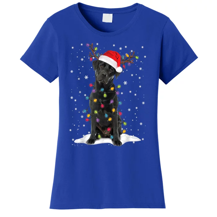 Black Lab Labrador Christmas Tree Light Pajama Dog Xmas Gift Women's T-Shirt