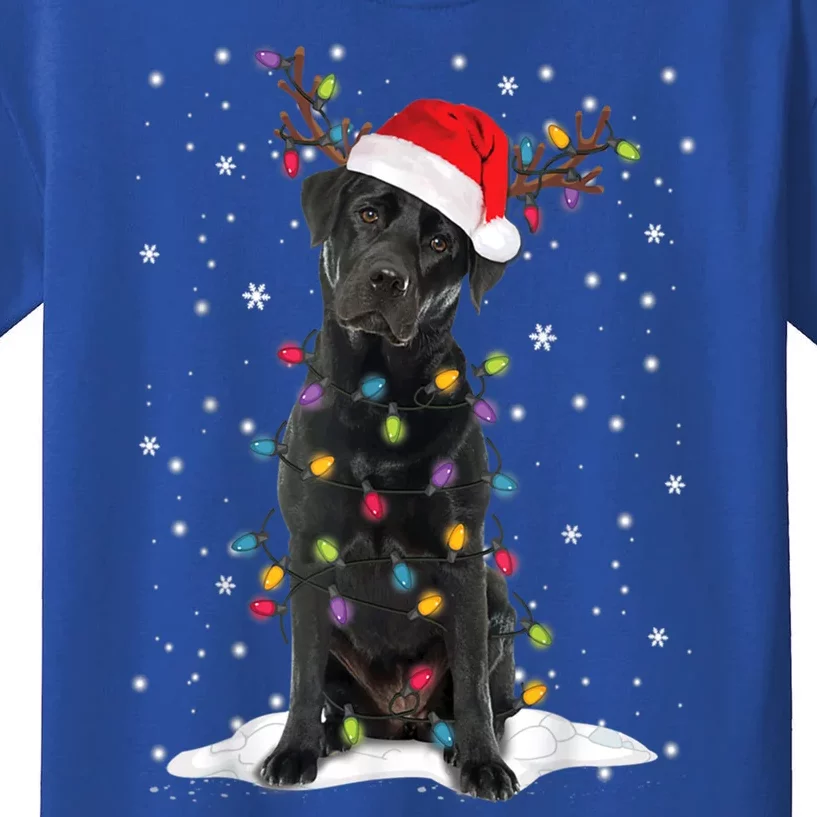 Black Lab Labrador Christmas Tree Light Pajama Dog Xmas Gift Kids T-Shirt