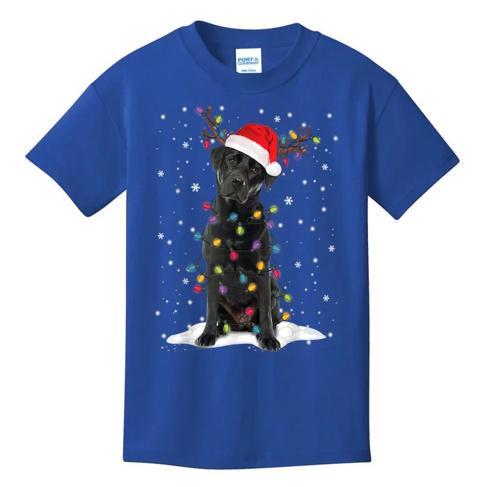 Black Lab Labrador Christmas Tree Light Pajama Dog Xmas Gift Kids T-Shirt