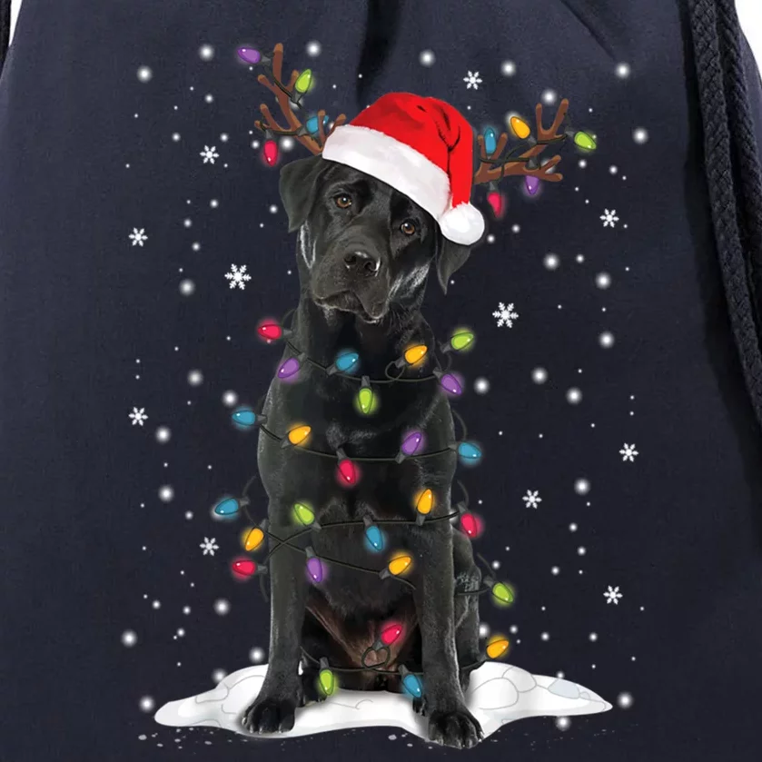 Black Lab Labrador Christmas Tree Light Pajama Dog Xmas Gift Drawstring Bag