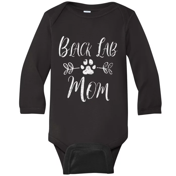 Black Lab Mom Labrador Retriever Lover Funny Dog Mom Baby Long Sleeve Bodysuit