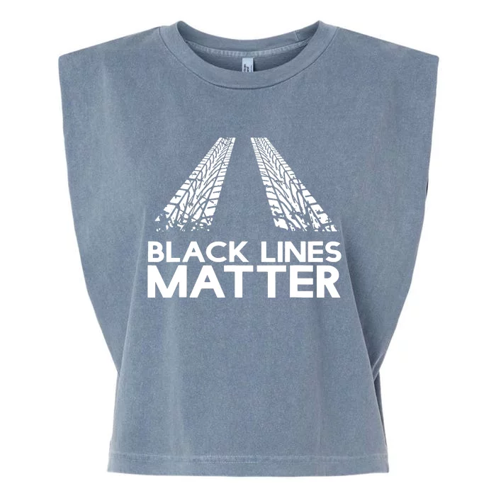 Black Lines Matter Garment-Dyed Women's Muscle Tee