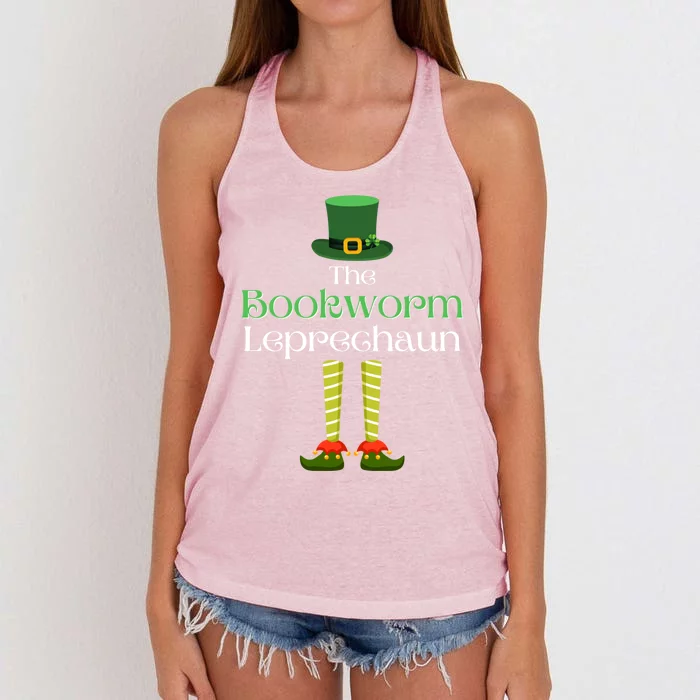 Bookworm Leprechaun Matching Family Group St Patrick's Day Cute Gift Women's Knotted Racerback Tank