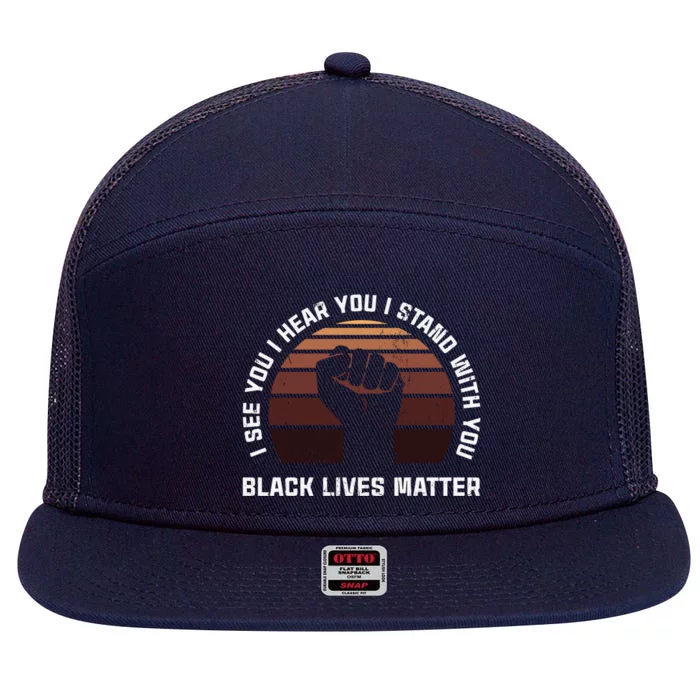 Black Lives Matter Meaningful Gift Blm Funny Gift 7 Panel Mesh Trucker Snapback Hat