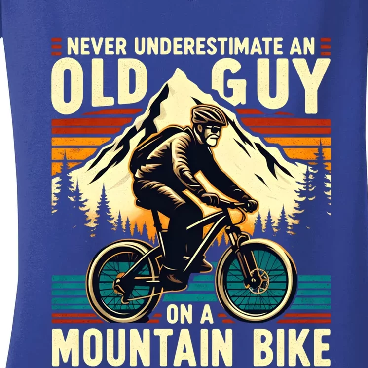 Bicycle Lovers Mountain Bike FatherS Day Gift For Dad Gift Women's V-Neck T-Shirt