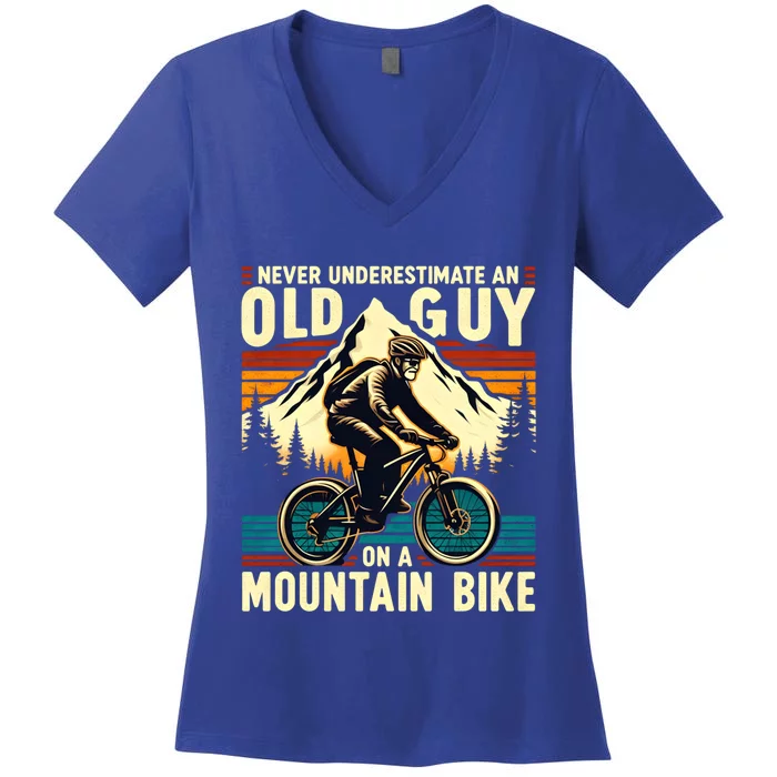 Bicycle Lovers Mountain Bike FatherS Day Gift For Dad Gift Women's V-Neck T-Shirt