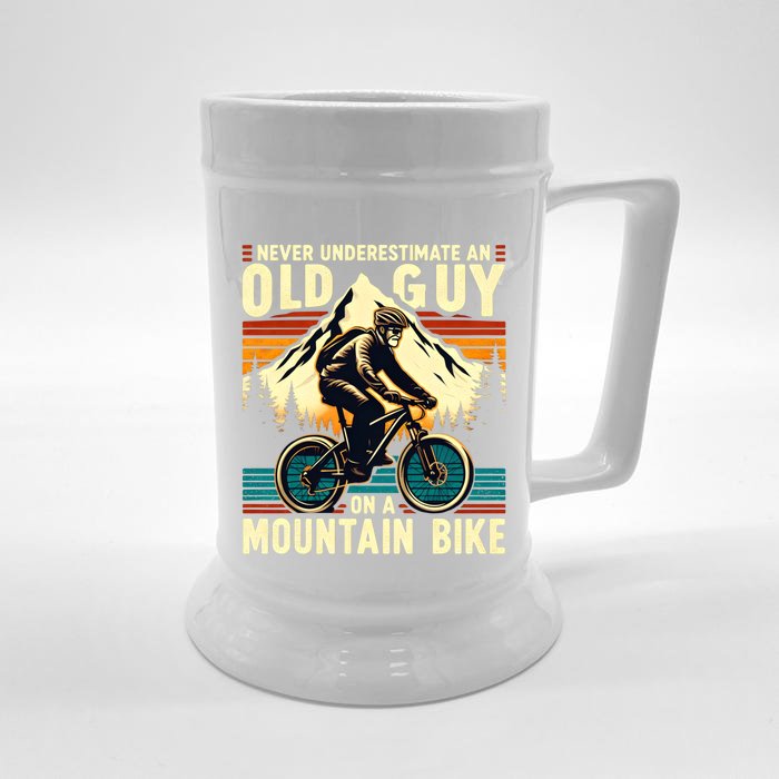 Bicycle Lovers Mountain Bike FatherS Day Gift For Dad Gift Front & Back Beer Stein