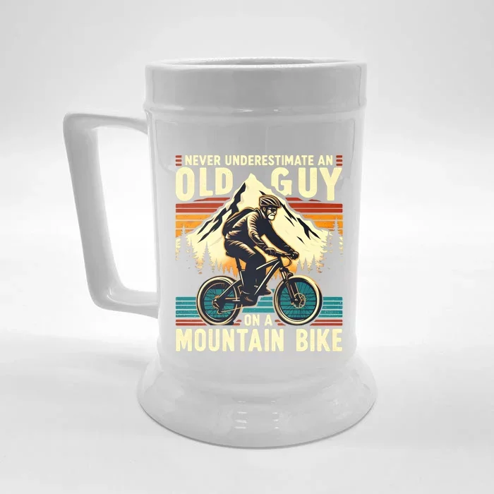 Bicycle Lovers Mountain Bike FatherS Day Gift For Dad Gift Front & Back Beer Stein