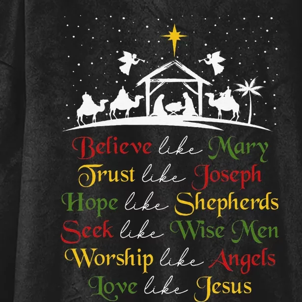 Believe Like Mary Trust Like Joseph Christian Nativity Scene Hooded Wearable Blanket