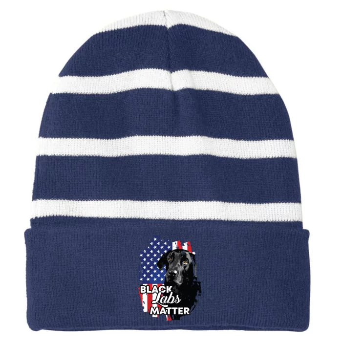 Black Labs Matter Labrador Retriever Striped Beanie with Solid Band