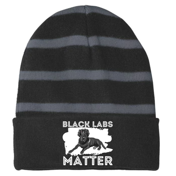 Black Labs Matter Labrador Retriever Lover Dog Owner Striped Beanie with Solid Band