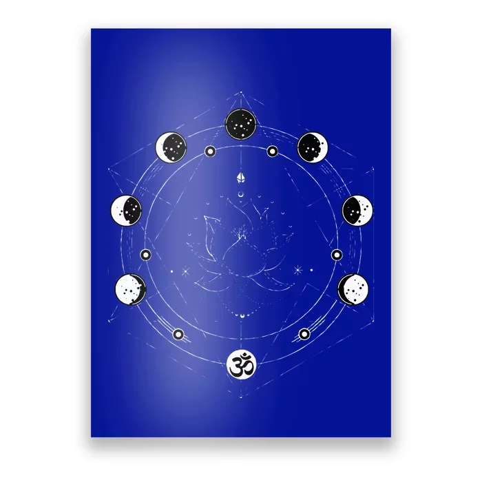 Black Lotus Moon Flower Phases Yoga Poster