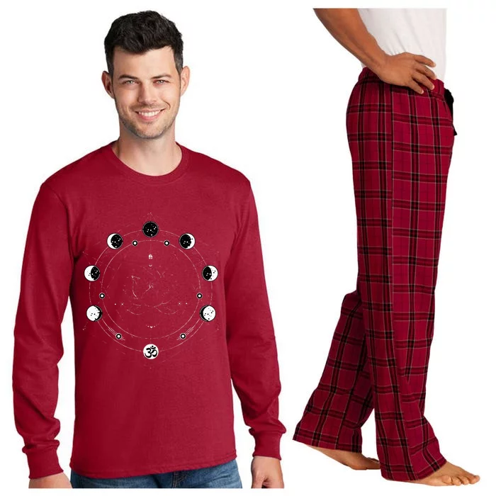 Black Lotus Moon Flower Phases Yoga Long Sleeve Pajama Set