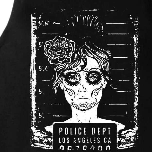 Busted LA Mexican Sugar Skull Design Catrina Dia De Muertos Ladies Tri-Blend Wicking Tank