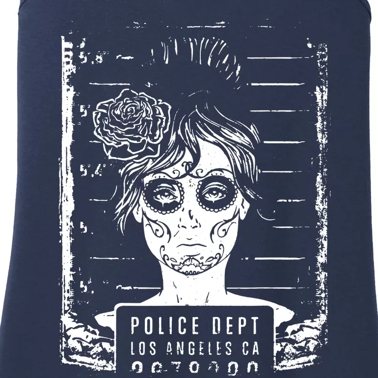 Busted LA Mexican Sugar Skull Design Catrina Dia De Muertos Ladies Essential Tank