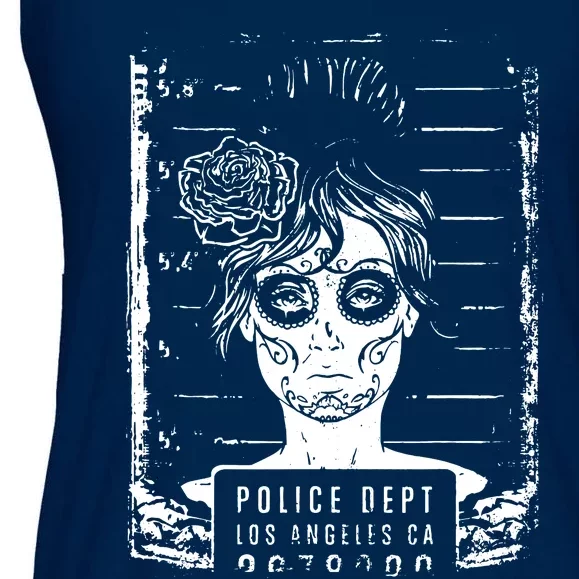 Busted LA Mexican Sugar Skull Design Catrina Dia De Muertos Ladies Essential Flowy Tank