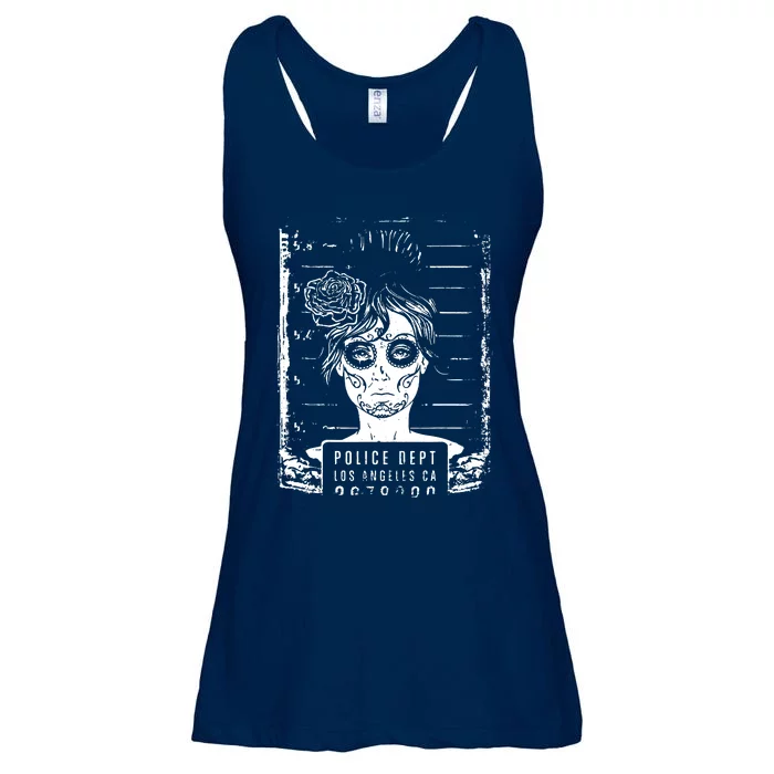 Busted LA Mexican Sugar Skull Design Catrina Dia De Muertos Ladies Essential Flowy Tank