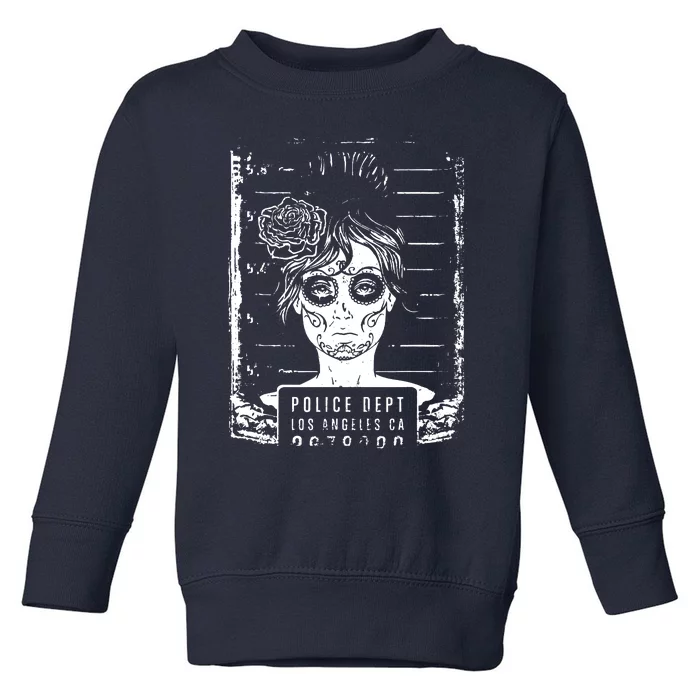 Busted LA Mexican Sugar Skull Design Catrina Dia De Muertos Toddler Sweatshirt