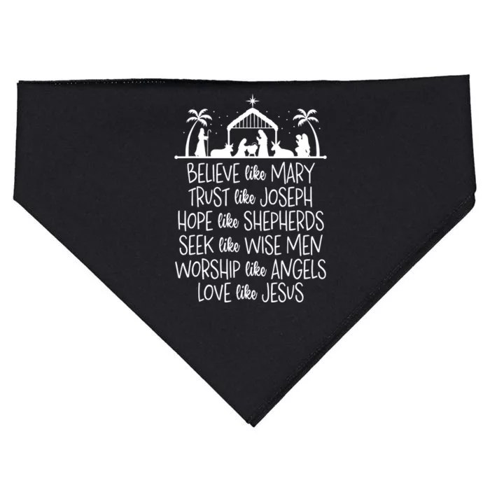 Believe Like Mary Trust Like Joseph Christmas Praying USA-Made Doggie Bandana