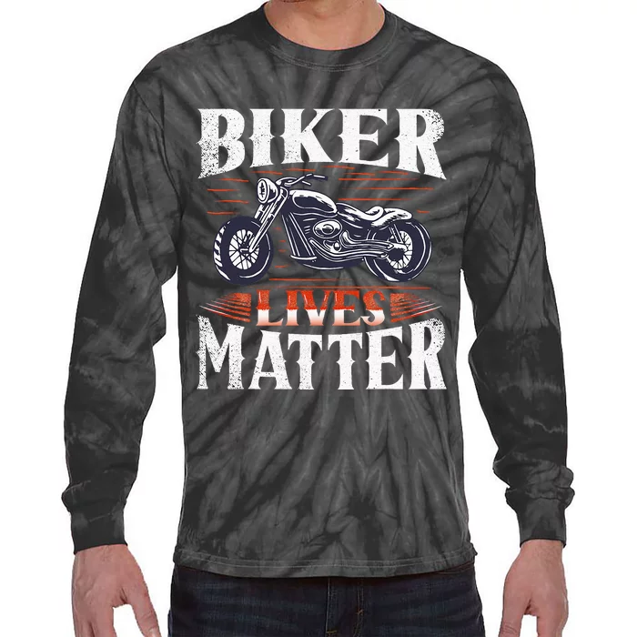 Biker Lives Matter Motorcycle Rider Tie-Dye Long Sleeve Shirt