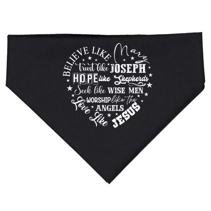 Believe Like Mary And Love Like Jesus Christian Christmas Cute Gift USA-Made Doggie Bandana