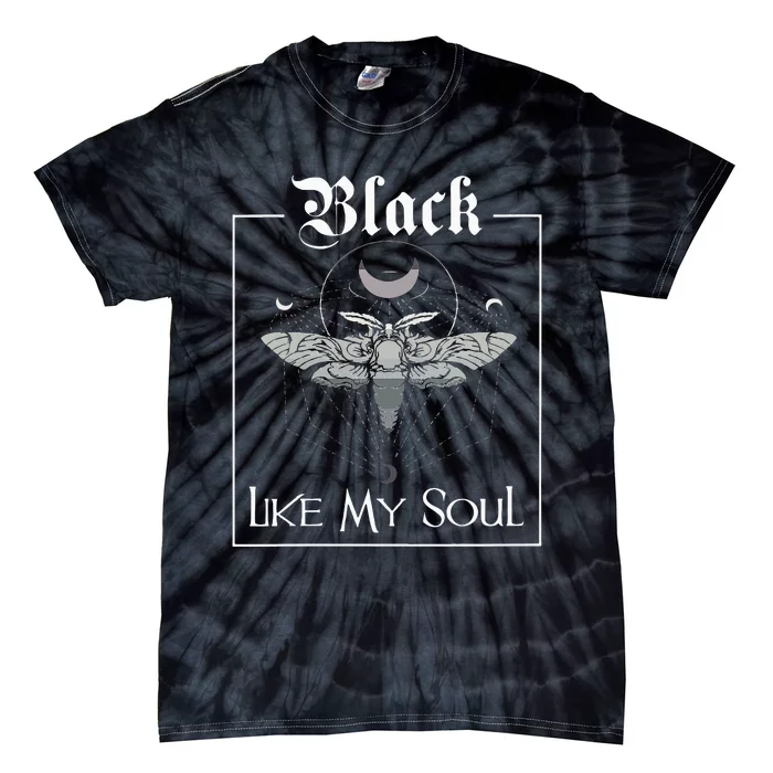 Black Like My Soul Vintage Goth Moth And Crescent Moon Tie-Dye T-Shirt