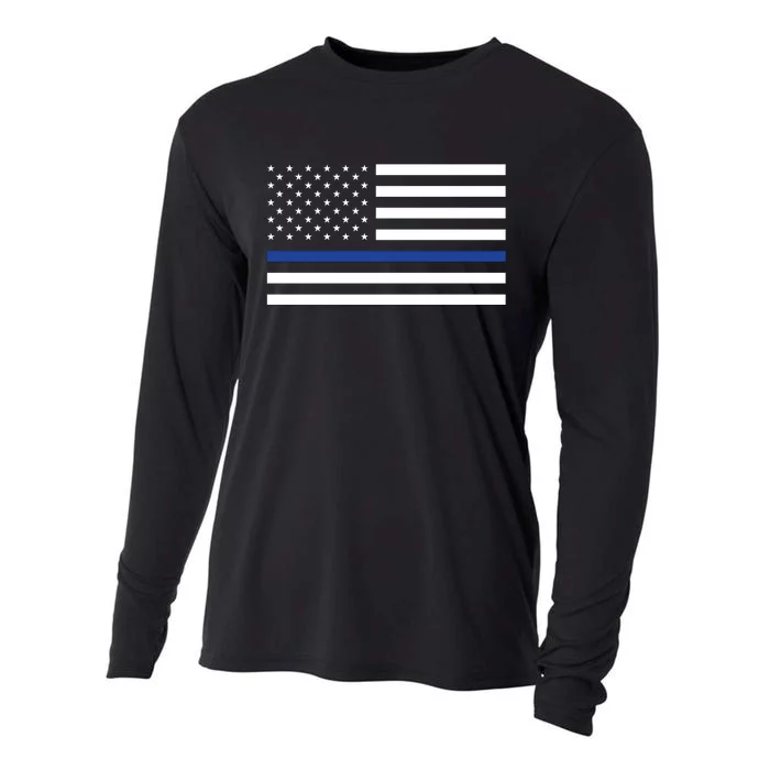 Blue Lives Matter Flag Cooling Performance Long Sleeve Crew