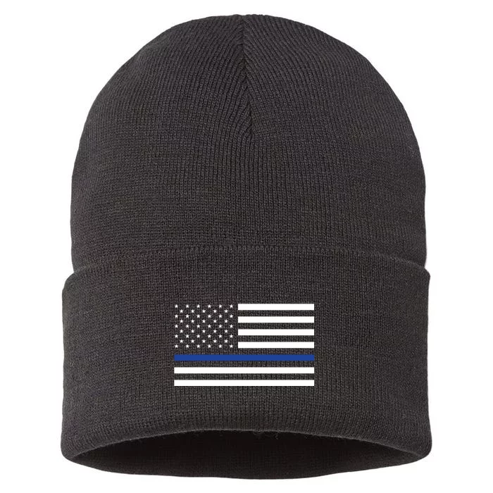 Blue Lives Matter Flag Sustainable Knit Beanie