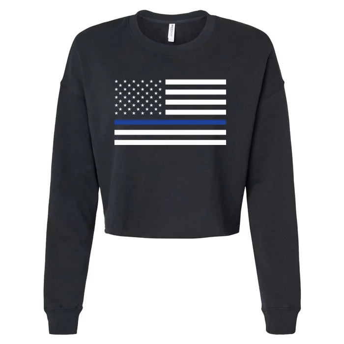 Blue Lives Matter Flag Cropped Pullover Crew