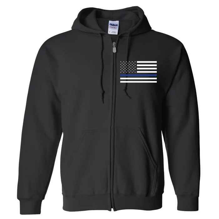 Blue Lives Matter Flag Full Zip Hoodie