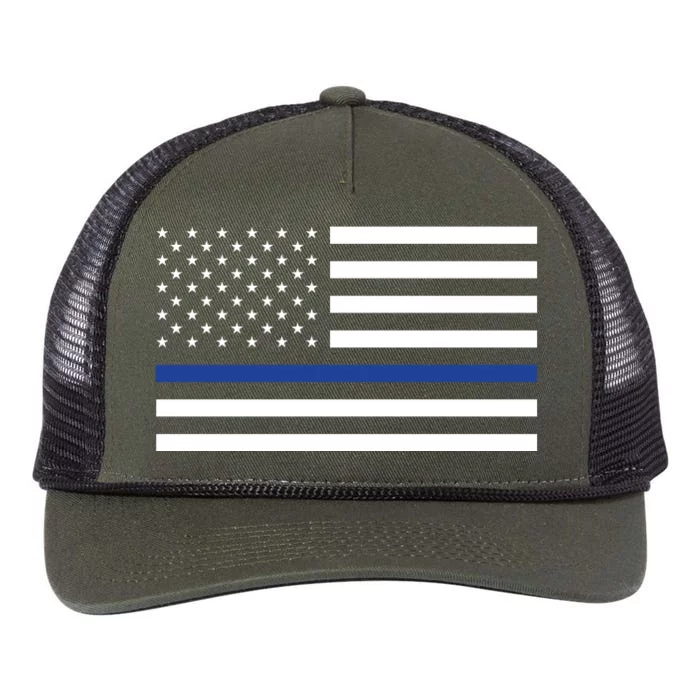 Blue Lives Matter Flag Retro Rope Trucker Hat Cap