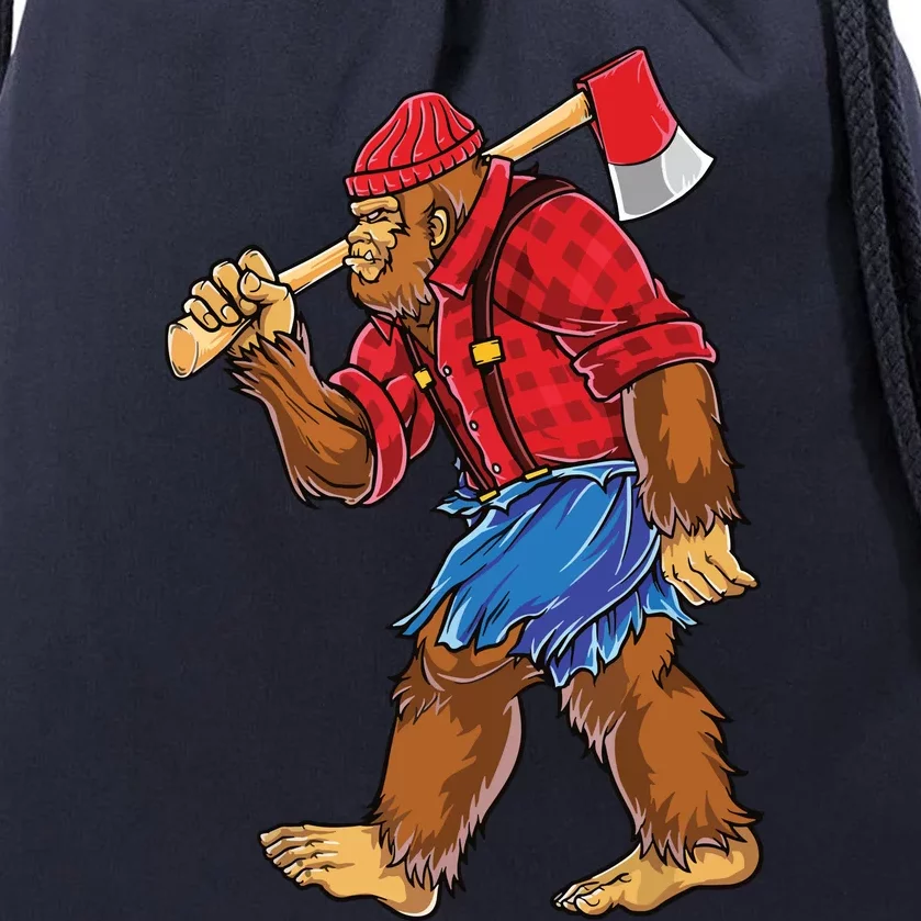 Bigfoot Lumberjack Men Funny Woodworking Sasquatch Lover Drawstring Bag