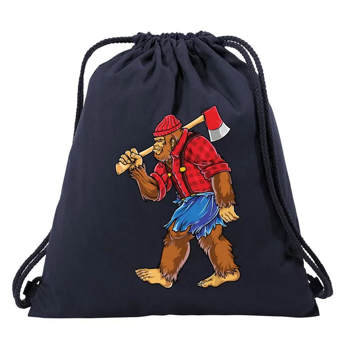 Bigfoot Lumberjack Men Funny Woodworking Sasquatch Lover Drawstring Bag